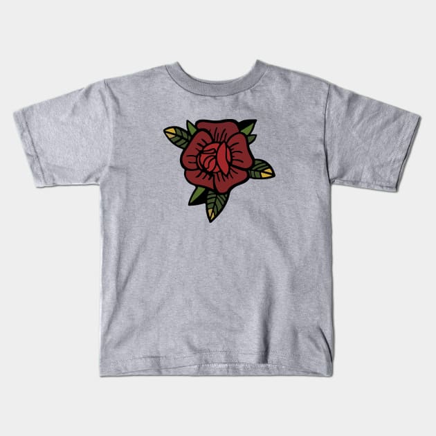 Classic Tattoo Inspired Rose Kids T-Shirt by DeadBeatElite